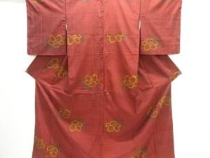 未使用品　椿模様織り出し手織り紬着物